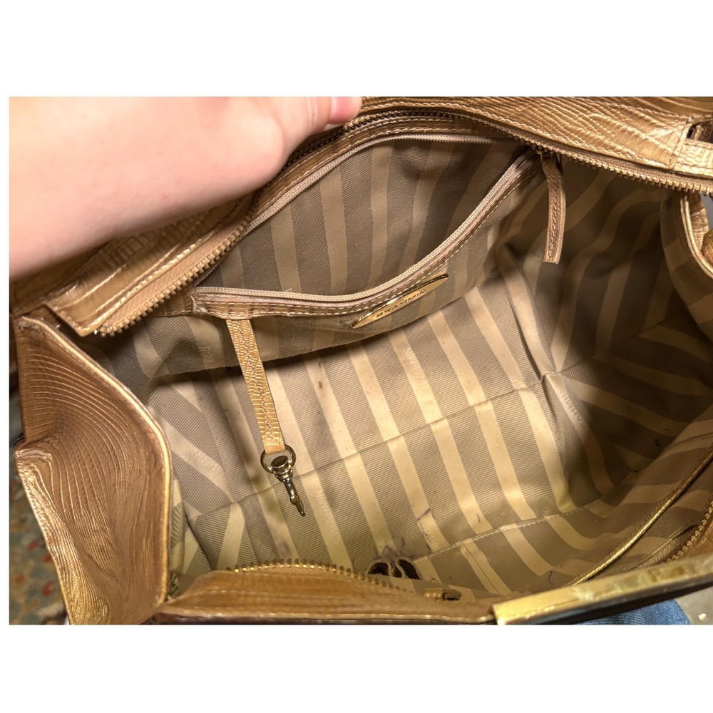 Brahmin Arden Satchel Calf Hair Metallic Gold Bronze Doctor Shoulder Bag - Picture 8 of 14